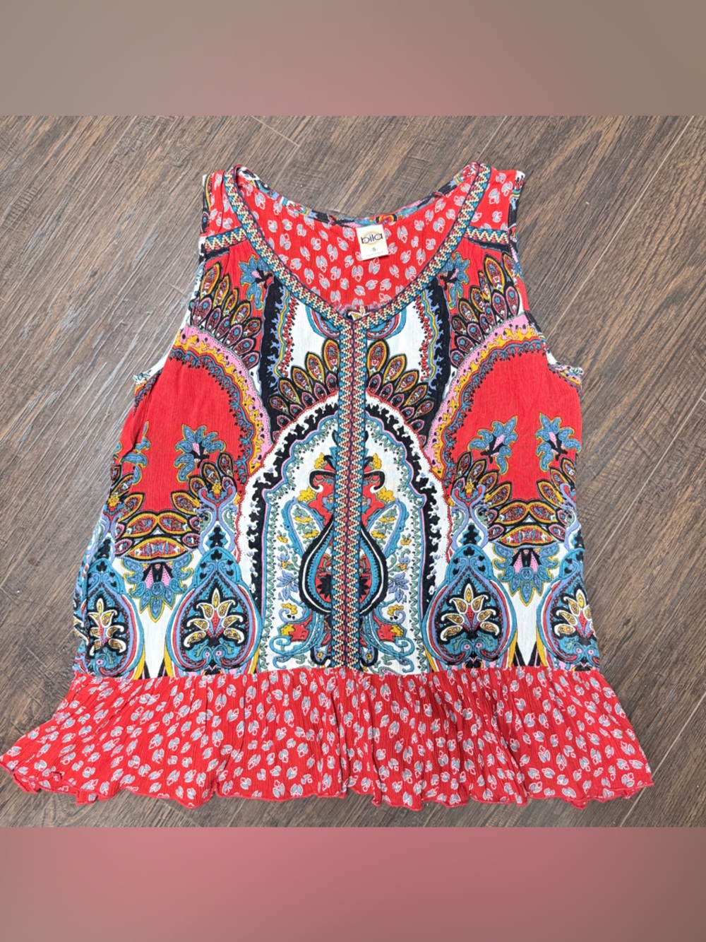 Bila Multicolored red blue black sleeveless top